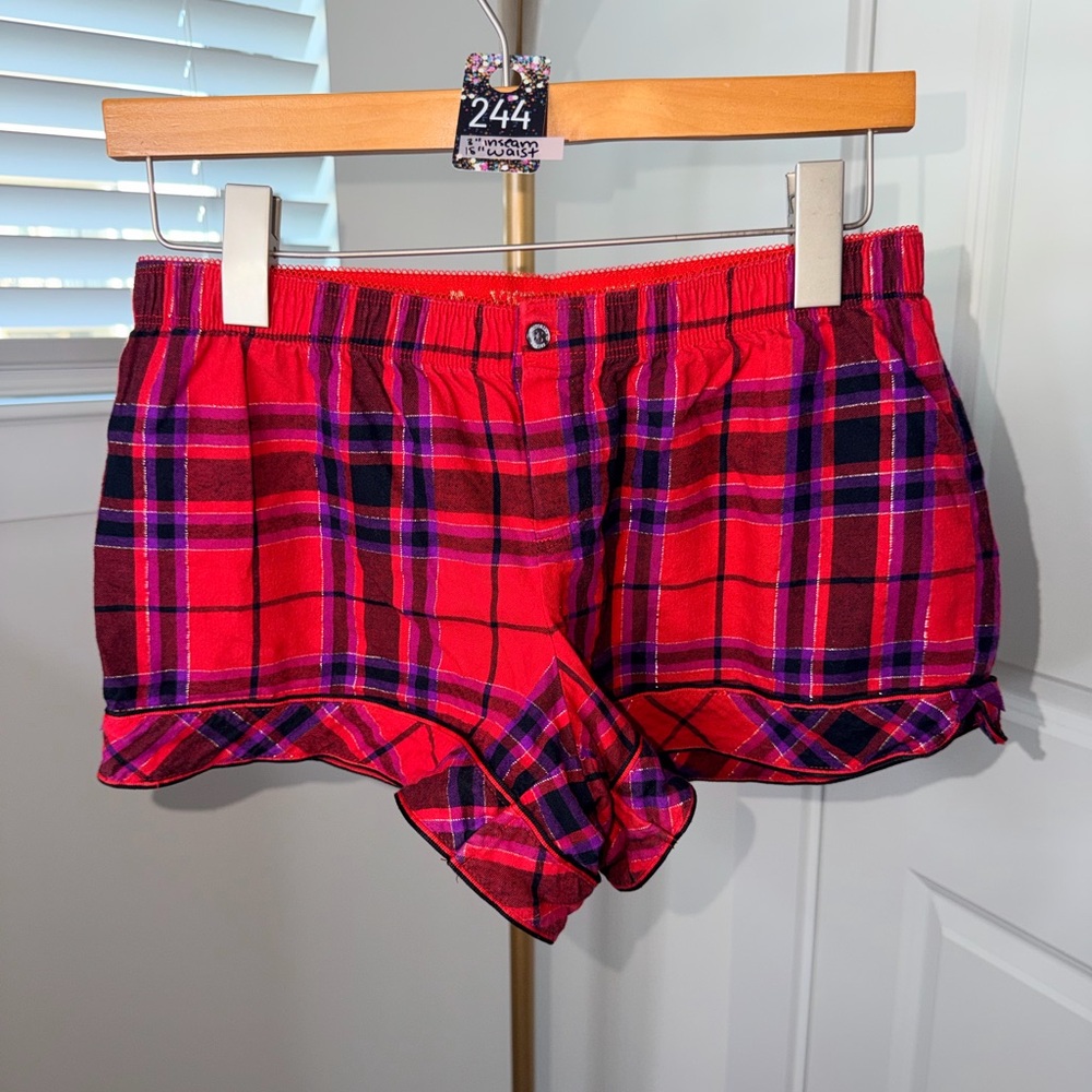244. Victoria's Secret Red and Purple Plaid Lounge Shorts